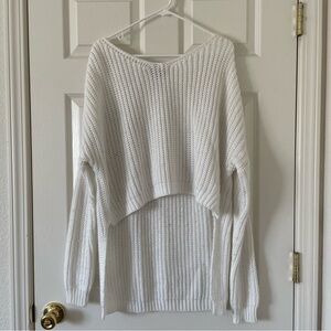 White High-Low Knit Sweater
